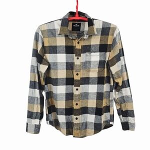 Hollister Multicolor Flannel Cotton Blend Large Long Sleeve Button-Up Shirt